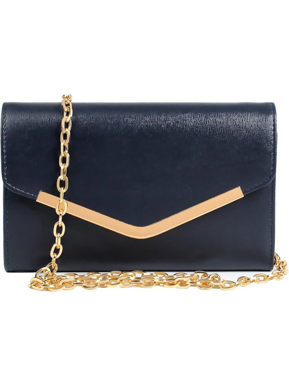 Women's Navy Clutch Purse Envelope Handbag Detachable Chain for Evening Bag